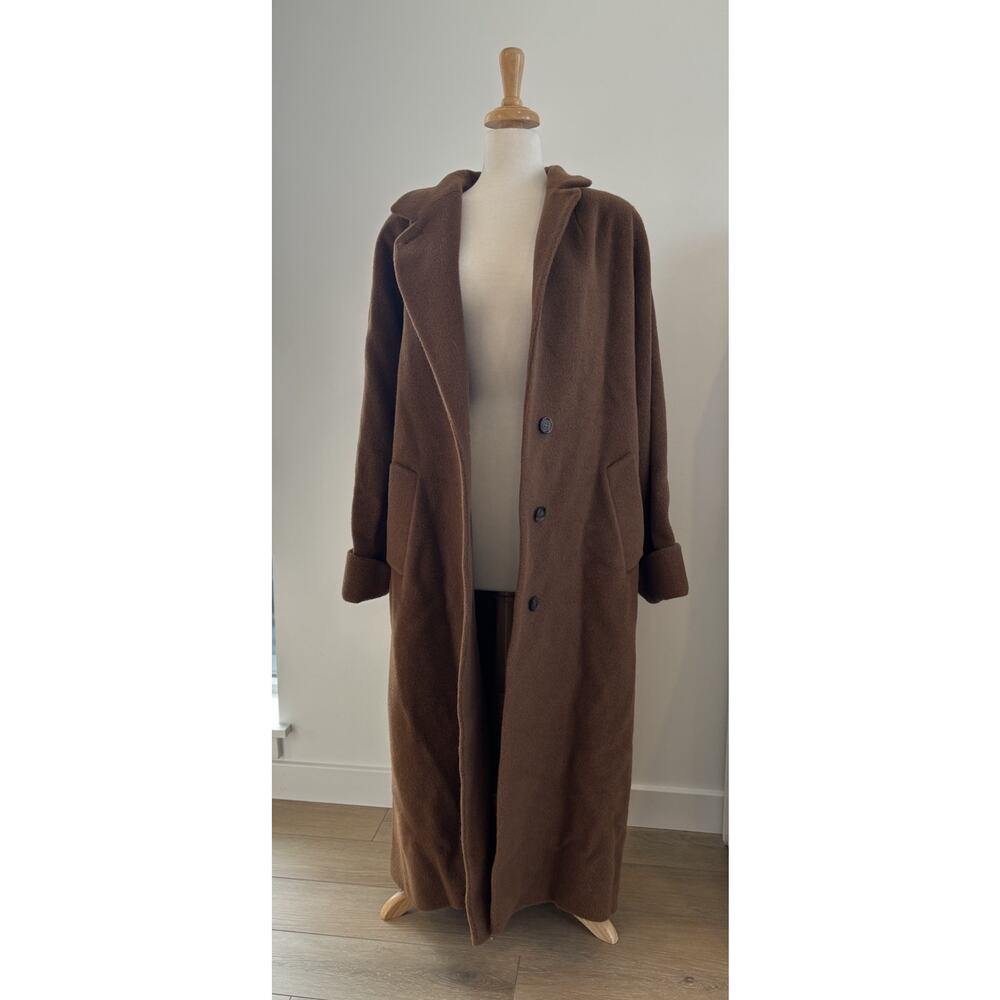 Vintage Calvin Klein Luxury Button Trench Coat, Sz 12, Brown USA With Small Hole - Picture 2 of 9